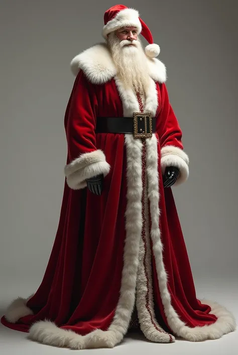 A hyperrealistic, highly detailed   wearing Santa Claus dress, standing, Masterpiece, The lighting is hard, enhancing the textures of the fur and fabric, with a photorealistic style. Rendered in 8k resolution, with RAW detail and sharpened edges for an ult...