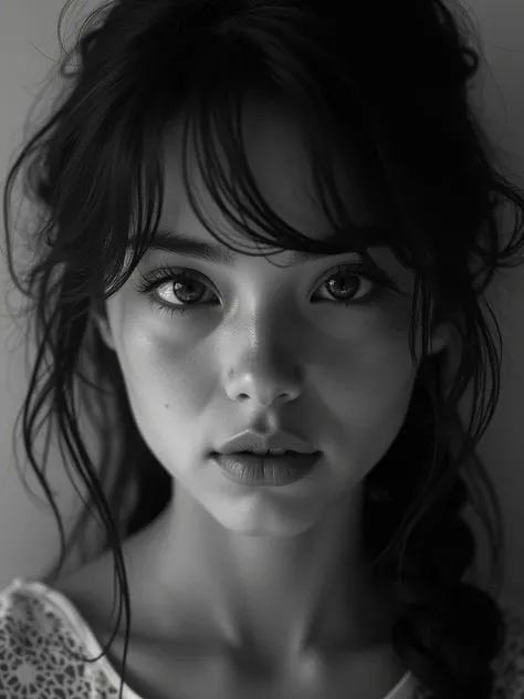 create the black white portret of this girl