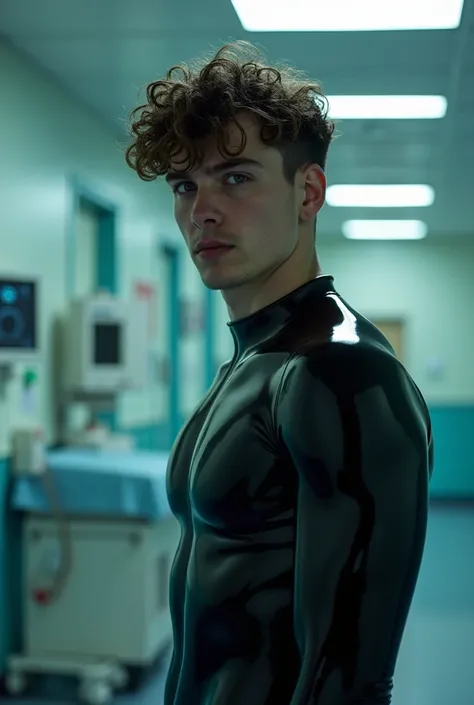 19 year old curly guy in latex in hospital