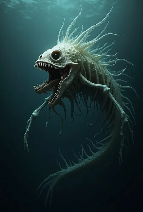 anime,deep sea fish, horrible, skeleton ,