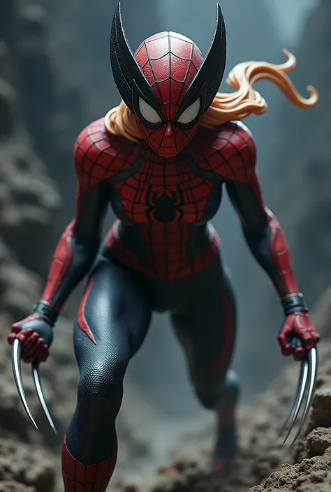 draw a majestic  combination of spidergirl and wolverine
