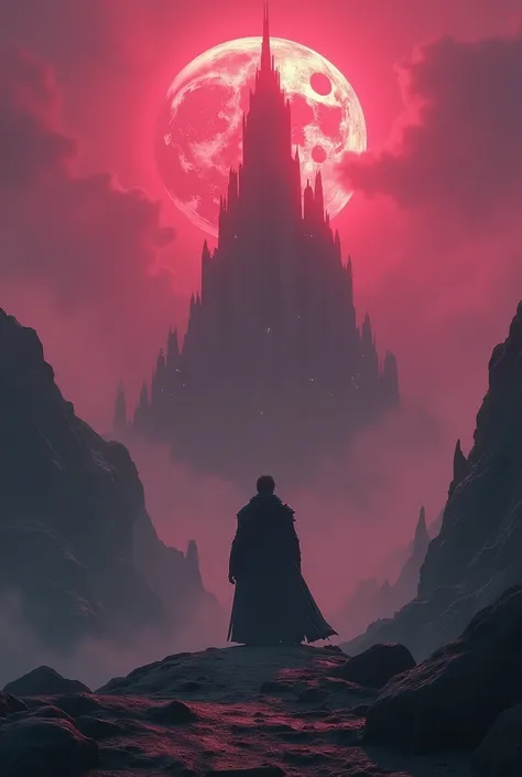 (masterpiece:1.2,Exceptional Quality,Mirror-like,Cinematic Experience, best illustrations:2.0),8k,16,wallpaper,(Tower of Darkness blue),( An eerie tower towering over a steep rocky mountain:2.0),(Deep pink Mist :2.0),(Dynamic depiction from below:2.0),( Dy...