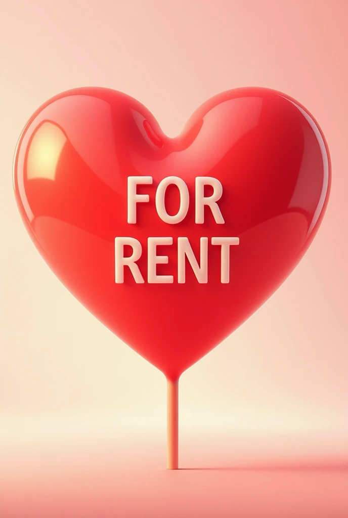 I want an image of a heart with a sign for rent