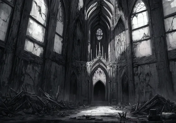 배경:{Darkened Sky, black Mist, Ruined Cathedral, Decayed Farmland, Rotting Flesh Piles}
디테일:{Cracked Stained Glass Windows, Bloodstained Walls, Flesh-Merged Marble Floor
분위기: {Terrifying and Despairing Atmosphere, Putrid Stench, Blood Dripping Ceiling},색감:{...