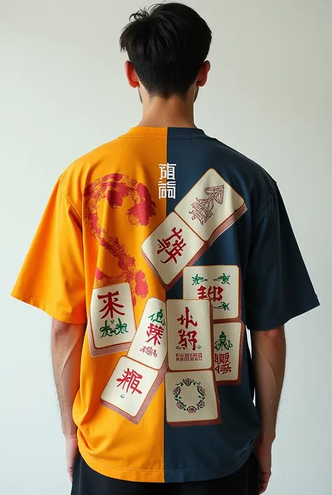 Mahjong tile conceptual＆Artistic Shirts 、  simple background
