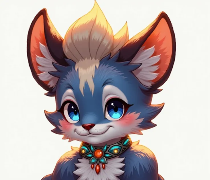 Chinese cartoons,  A cat with blue eyes and a collar sitting on a white surface, fursona art,  furry art !!!, fursona  furry art  commission, Furry character portrait,  furry art , The Art of Silver Fox,  commissions on furaffinity , very very beautiful  f...