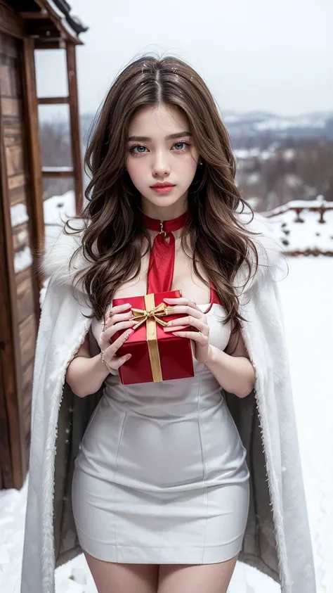 ( top quality , 8k, masterpiece:1.3), ( realistic , photo realistic :1.4), ( natural side lighting ,  movie lighting ), Watching viewers, Front View:0.6,  1 girl,  Japanese ,  perfect face,  cute and symmetrical face under a winter lighthouse , shiny skin,...