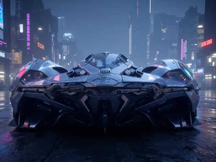 A futuristic supercar with a cyberpunk style