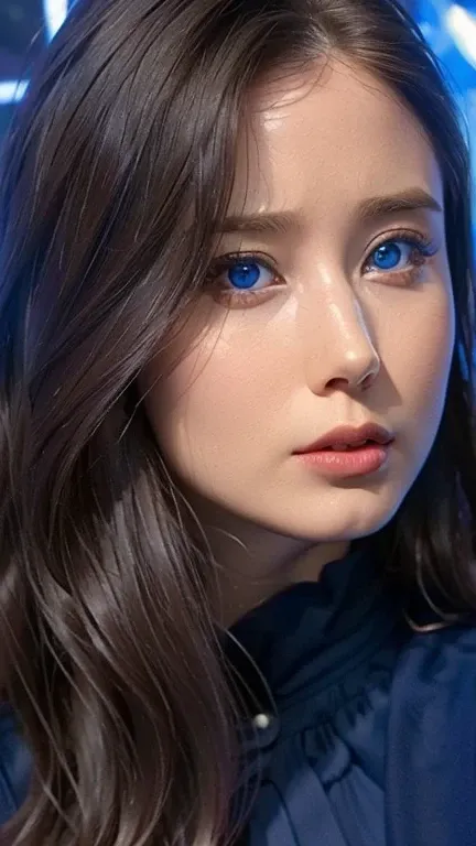 highest quality, 4k, High resolution, masterpiece:1.2, Super detailed, (realistic, realistic, realistic:1.37), lively, red and blue eyes，strong gaze，Seductive eye contact，fiery red iris，star shining in deep blue，Shining eyes，Bright colors，portrait，fantasy ...