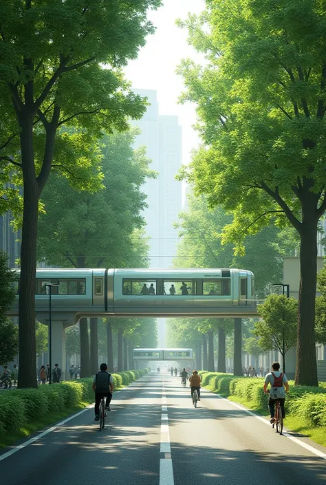 The road route in Yaoraj is made into a green city. There are beautiful trees, there are modern technologies such as metro.