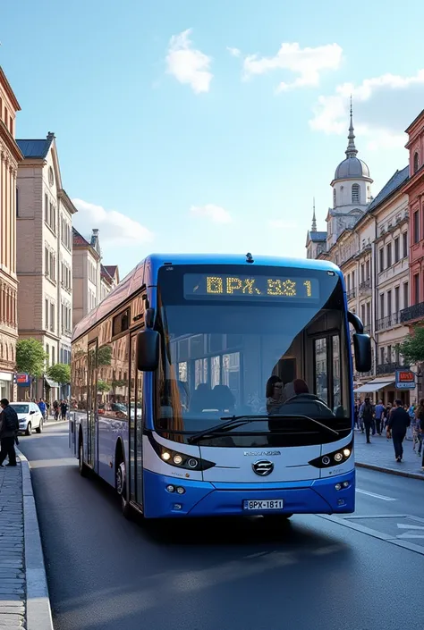 Create an image of an Ikarus 280 with the licence plate: BPX-181 in the city of Pécs