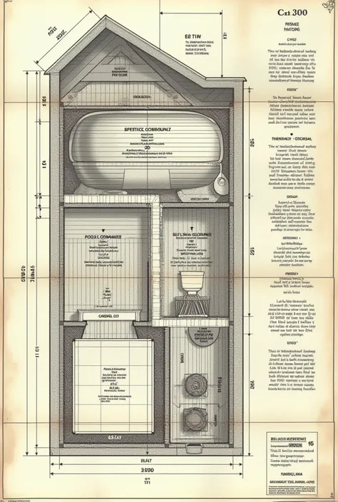 plan with measurements of a septic tank for a one-story house with toilet and laundry room