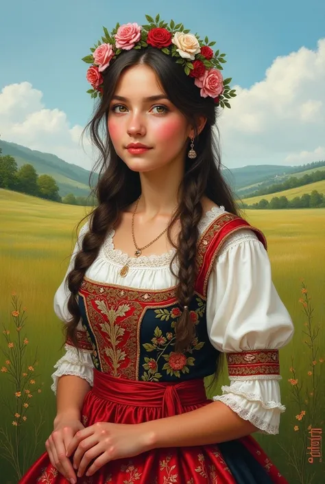 Picture of a girl in Belarusian national costume