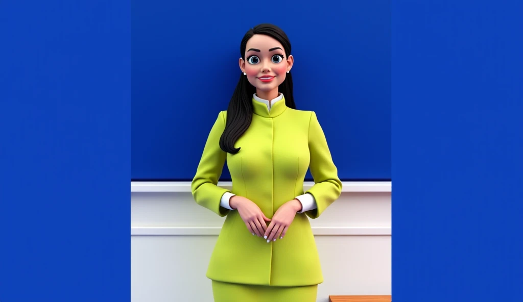 women teacher, chibi 3D cartoon style