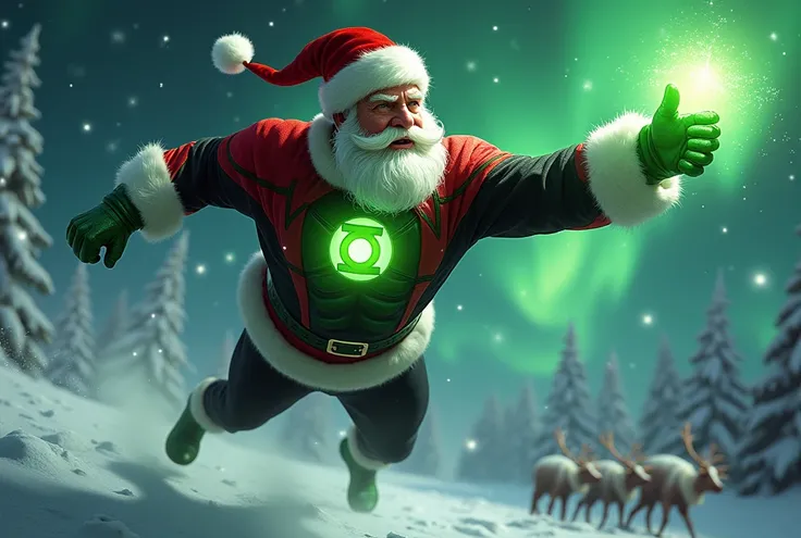 Santa Claus dressed as a Green Lantern 