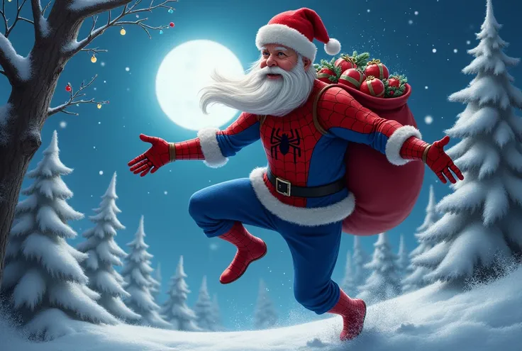 Santa Claus dressed as Spiderman 