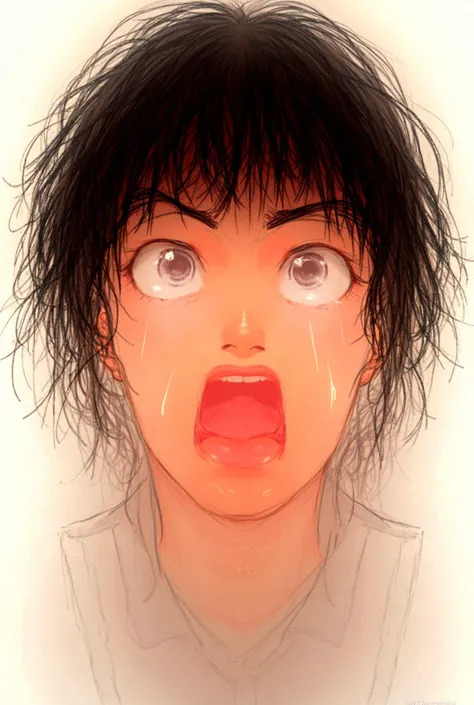 Girl yelling with manga style