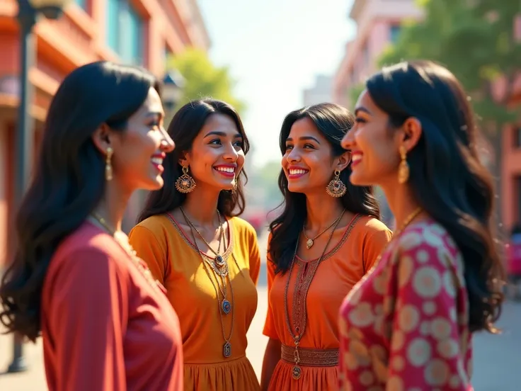 Indian girls 2 set of friends group 3d illustration 