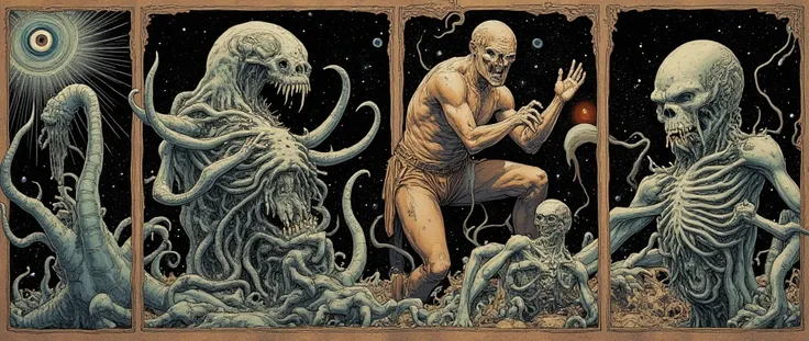  Comic Book Panels 。 There are many types of monsters in this picture,  Lovecraft Illustrations , Lovecraft Art , HP Lovecraft Style ,  Space horror illustration ,  lovecraftian Inspiration ,  Mixed Venom and Cthulhu , Lovecraft Backgrounds ,  Lovecraft Co...