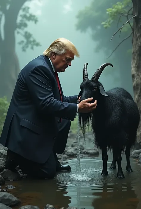 Donald Trump Bathing the black goat