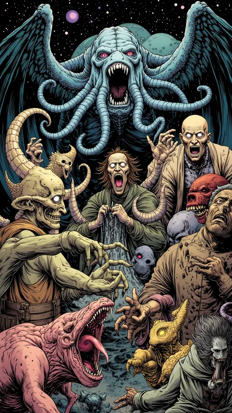  Comic Book Panels 。 There are many types of monsters in this picture,  Lovecraft Illustrations , Lovecraft Art , HP Lovecraft Style ,  Space horror illustration ,  lovecraftian Inspiration ,  Mixed Venom and Cthulhu , Lovecraft Backgrounds ,  Lovecraft Co...