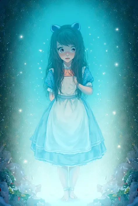 Black-haired Alice in Wonderland at Christmas