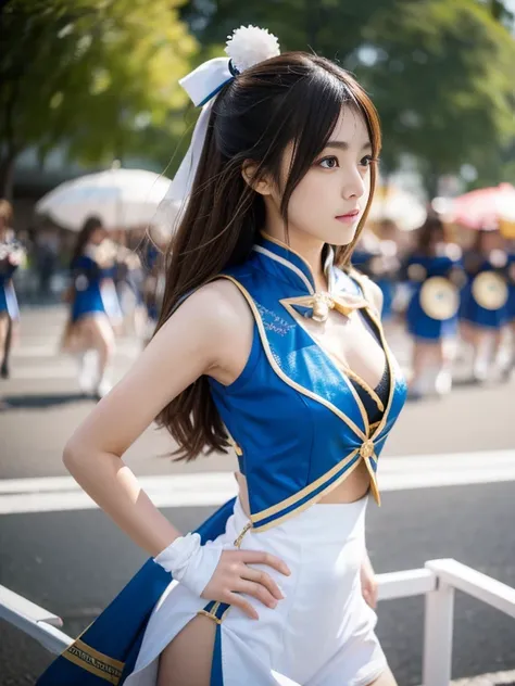 beautiful women, Japanese, marching band costume, flat chest, masterpiece, super detail, best quality, 8k