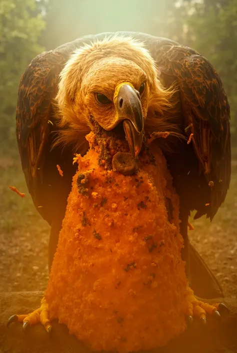 A larger bird eating the honeycomb 