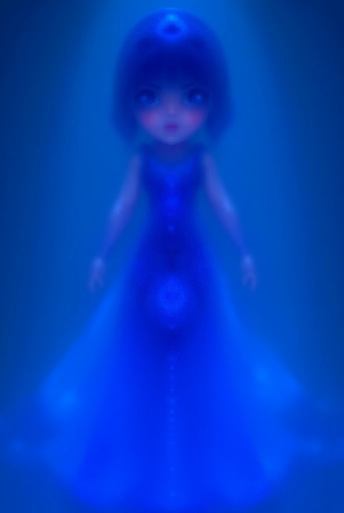 midnight blue hair with indigo highlights, a slightly messy, chin-length bob cut, with almond shapes eyes, midnight purple eyes. 54 height, slim body type,
The mermaid dress has a sleek royal purple bodice with shimmering silver and blue accents. The tail ...