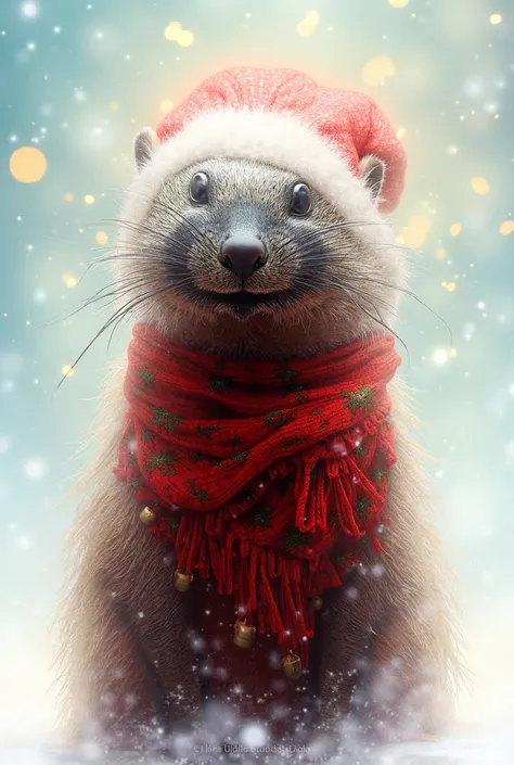 Create a flag anteater with Christmas outfit in digital art