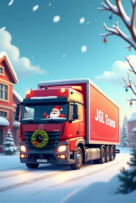 Merry Christmas image from transport Company with truck Company name JGL-Trans