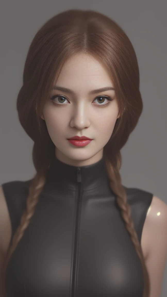 (masterpiece:1.1), (top quality:1.1), Whole body, short hair, good anatomy, lock of hair, (1 girl:1.2), (detailed face and eyes:1.25), long scarlet hair, Two thick braids,Brown eyes, facilitates ,( skintight suit), big breasts,split:1.2), blush, I&#39;m lo...