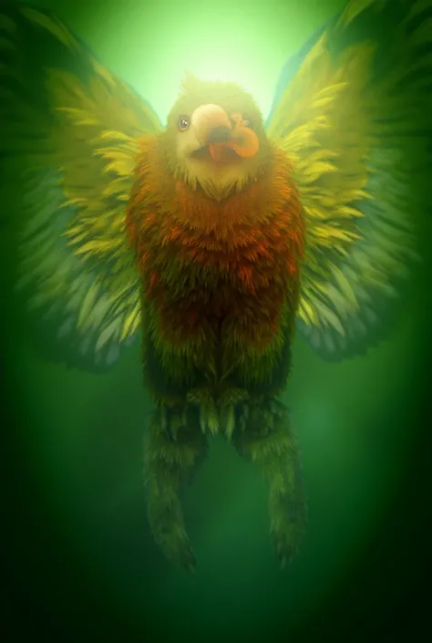 Prompt:

"Design a lively and colorful hybrid creature called the Monkey-Parrot. This fusion should have the agile body and prehensile tail of a monkey, combined with the vibrant feathers and wings of a parrot. Its face should merge the mischievous express...