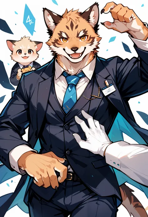 rating_safe, score_9, score_8_up, score_7_up, score_6_up, score_5_up, score_4_up, hires, cover page, source_furry, highres, absurdres, perfect anatomy, nice 2boys, kemono, suit, furry anthro, Top executives shake hands on the achievement of the project, sm...