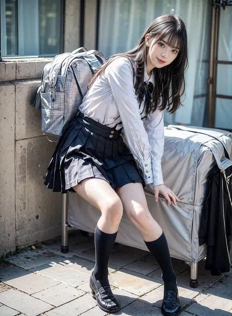 arafed asian woman in a skirt and a white shirt posing for a picture, japanese school uniform, japanese girl school uniform, wearing japanese school uniform, young gravure idol, realistic young gravure idol, young pretty gravure idol, Seifuku, cute schoolg...