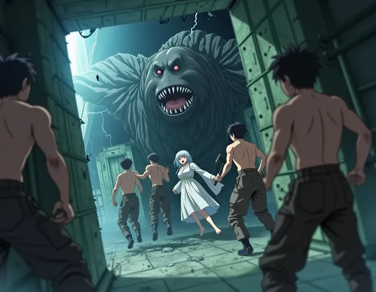  The loincloth monster Queen （ alien style, but the whole body is cloth and there are no limbs or head 、 with jagged teeth on the cloth ） crawls out and tries to attack a female junior high school student but is robbed of her underpants and strong uncles f...