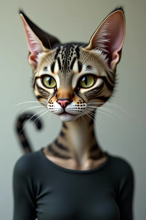  hyper-realistic , Photo of a female cat in a human being 