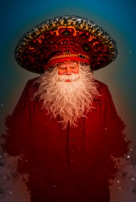 Santa Claus with mariachi hat wishing Merry Christmas 