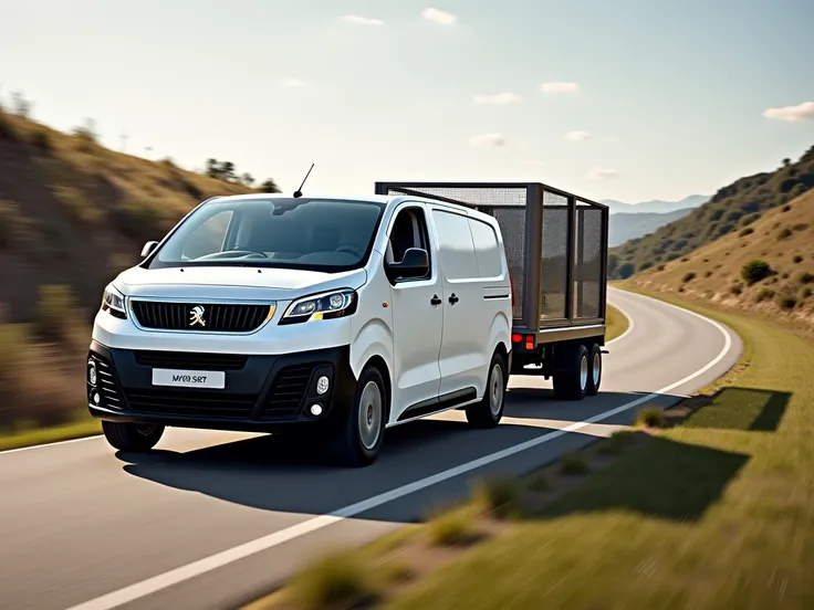 Peugeot expert 3 towing a WM Meyer trailer with mesh side rail