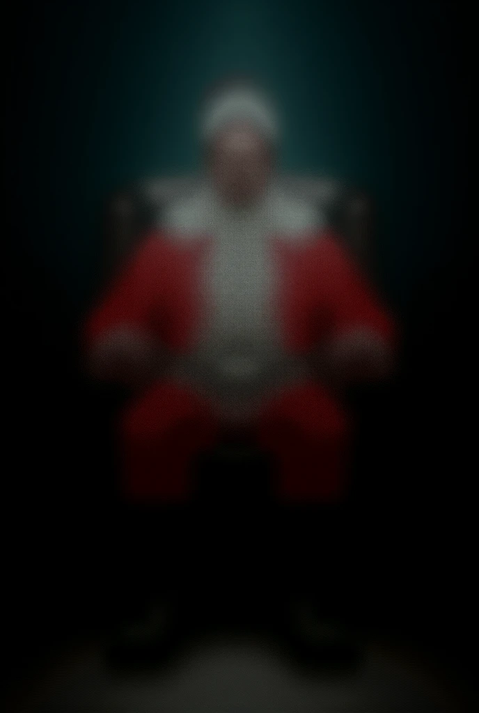 Call of duty soldier dressed as Santa Claus sitting on a chair with gifts and weapons
