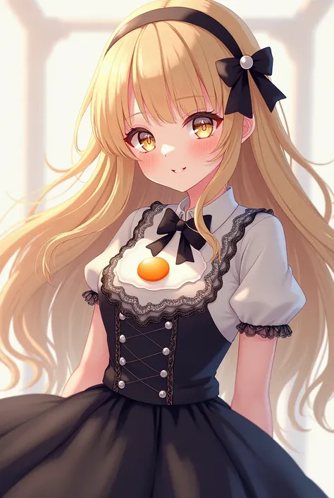 Blonde Beauty Japanese Illustration Gothic Lolita Clothes Fried Egg Accessory Smile