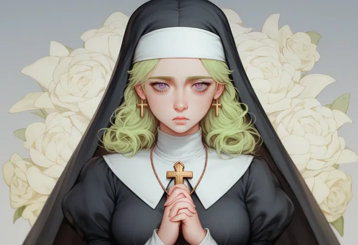 Anime images of nuns holding rosaries and rosary necklaces, Anime drawings inspired by Ma Yuanyu,  pixib, Serial Art, The sharp gaze of the Yuki-onna,  Sad Nun Billie Eilish , Pale young ghost girl,  anime cover , ( ( ( Yoshinari ) ) ),  Billie Eilish and ...