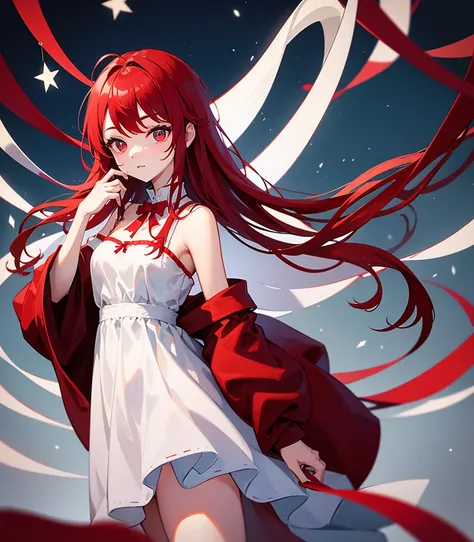 　 red hair　 red eyes　solo　 Christmas　winter　  cute　 since age 27　Mysterious　goddess　 white dress