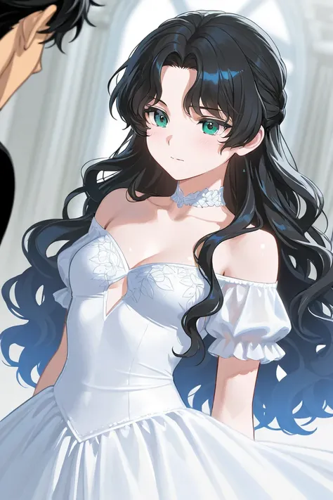 A boy that is tall with Black hair and light cold blue eyes, hes handsome but bad tempered wearing black clothes and a beautiful girl that is a ballerina with brown long wavy hair and shiny green eyes in a magic land wearing a white delicate dress. Theyre ...