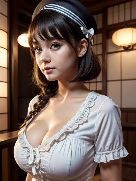 (detailed eyes), (detailed facial features),(lolita:1.3))((cute face:1.3)) ((detailed clothing features)),bob hair
, beautiful girl, smiling, sailor costume, miniskirt , beret, ((Japanese girl: 1.3)), ta, cleavage, fair skin, (short hair), medium breasts, ...