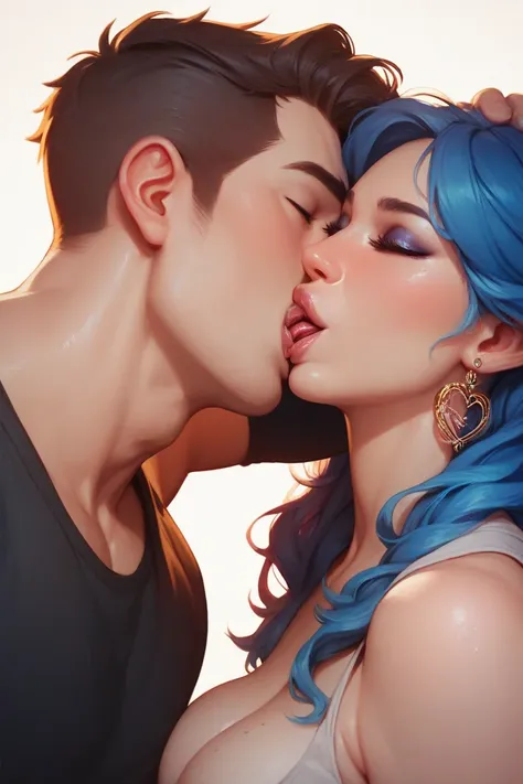 Girl and guy kissing