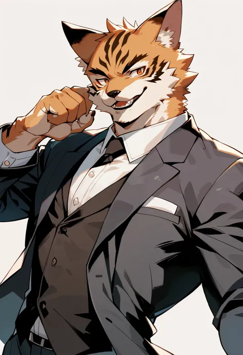 rating_safe, score_9, score_8_up, score_7_up, score_6_up, score_5_up, score_4_up, hires, Business magazine cover page, source_furry, source_anime, highres, absurdres, perfect anatomy, nice 1boys, kemono, suit, furry anthro, dignified pose, smile, portrait,