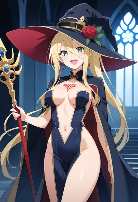 score_9, score_8_up, score_7_up, intricate details, source_anime, intricate details, highly detailed background, perfect lightingbest quality, sheilaMajonoTabitabi,  witch, witch hat, jewelry, blonde hair, ponytail, hair between eyes, long hair, sidelocks,...