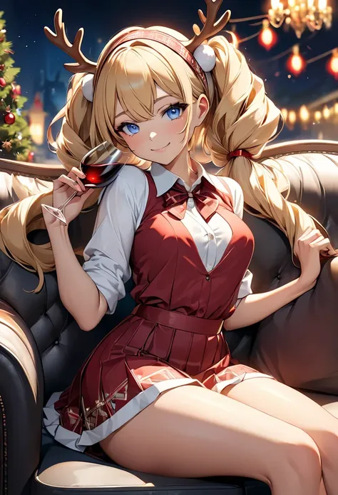 ((best quality)), ((masterpiece)), (detailed), (4k), (8K), 1girl, Beautiful anime girl, ( Teenager ),  beautiful face ,  shiny skin and face , make-up, smile,  big, aesthetic eyes ,  blue eyes, very provocative look, aesthetic hands,  detailed hair , Very ...