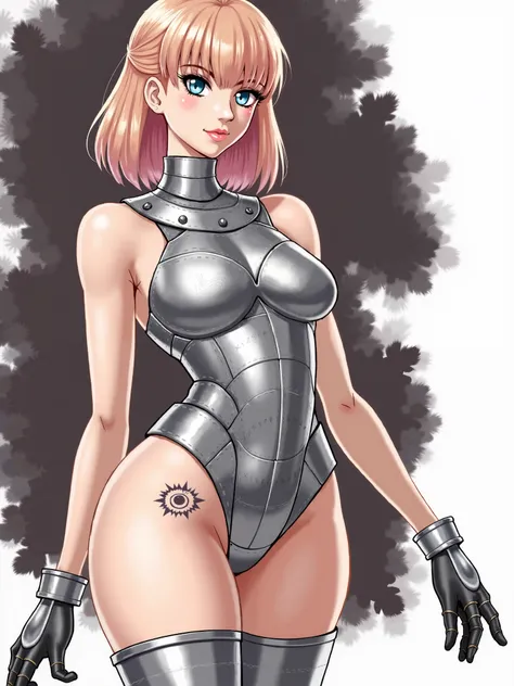 1girl, absurd,  locked in tightness steel armor, sealed in armor, intricately engraved heavy armor, solid armor, thick plates, steel rivets, heavy metal, tight fit collar, trick steel, sexy look, high waist, super slim waist, long neck, narrow shoulders, n...